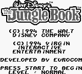Jungle Book, The (USA, Europe) Title Screen